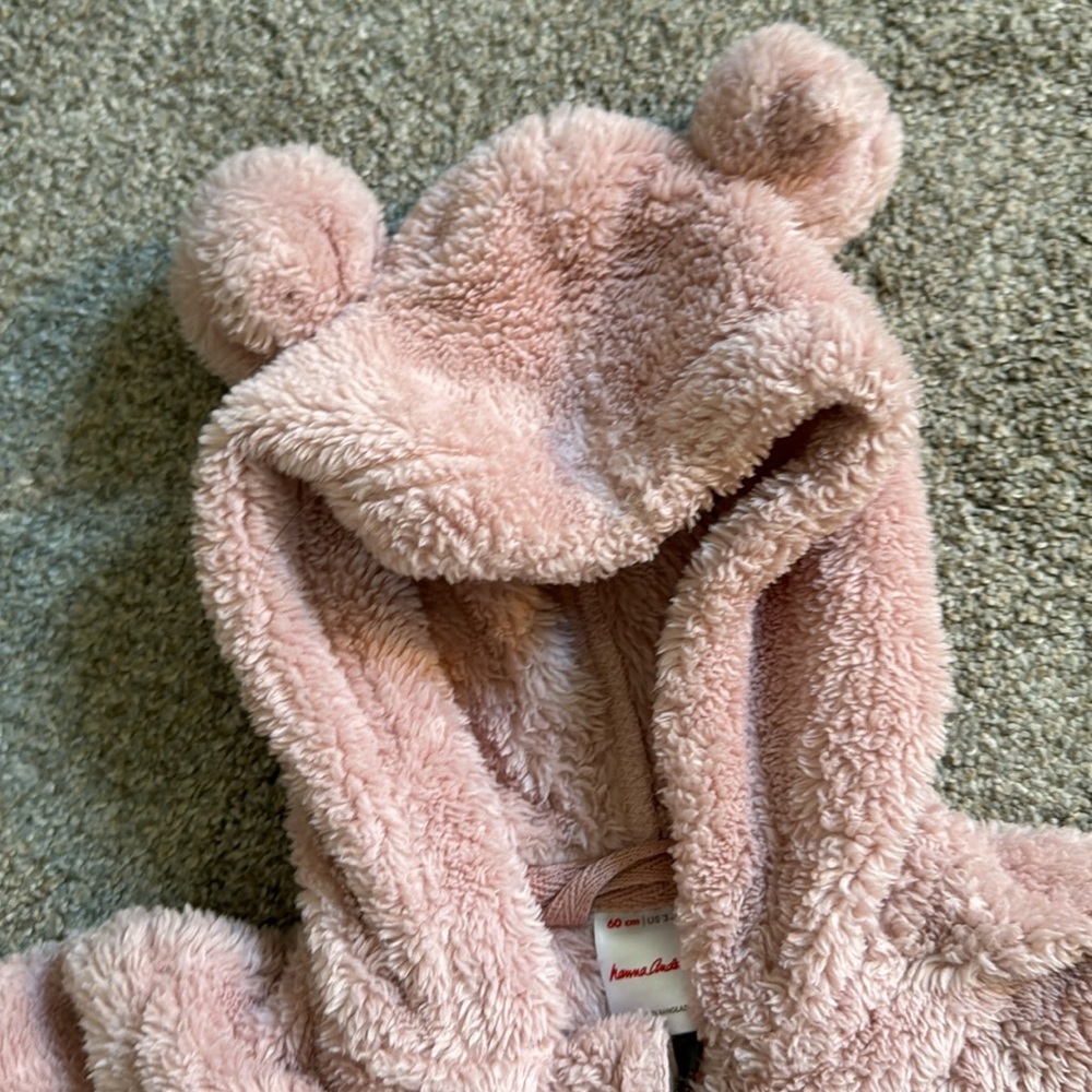 Hanna Andersson pink marshmallow baby zip fleece Sherpa onesie 3 - 6 mos - Picture 3 of 12